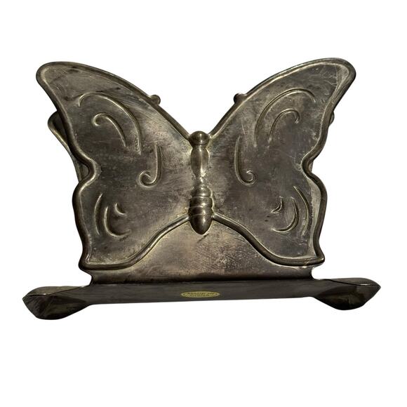 Vintage Metal Silver Butterfly Napkin Holder Mail Holder Boho 70s 80s Retro - Picture 1 of 4